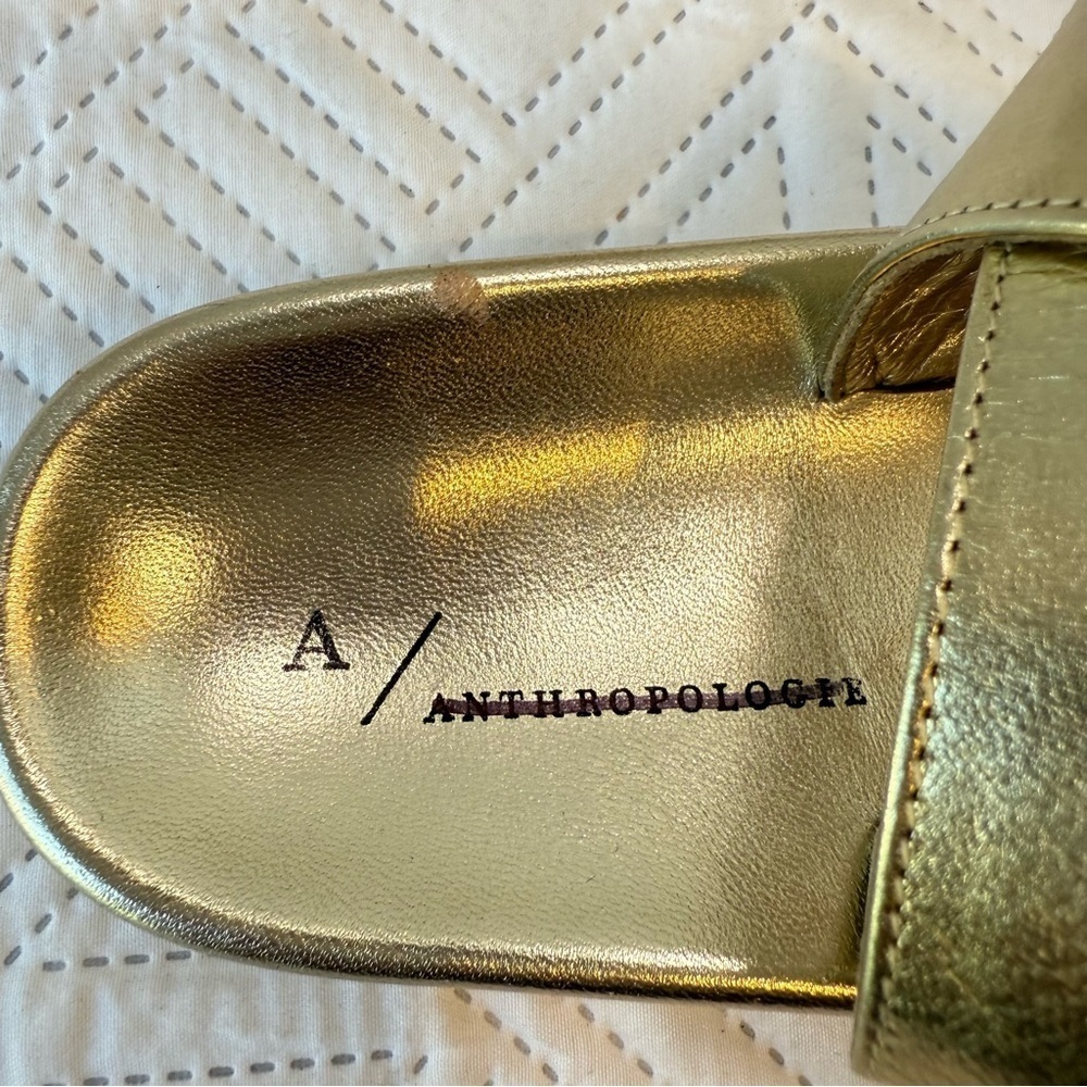 Anthropologie Woven Sandals In Gold Size 39 - Picture 6 of 10